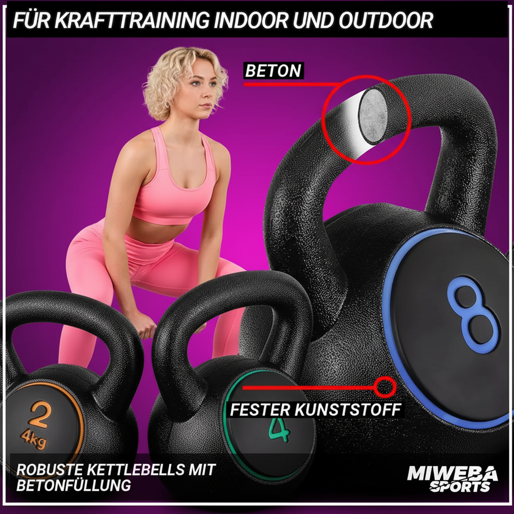 Kettlebell Komplett-Set – 2/4/8 kg mit Aufbewahrungsständer