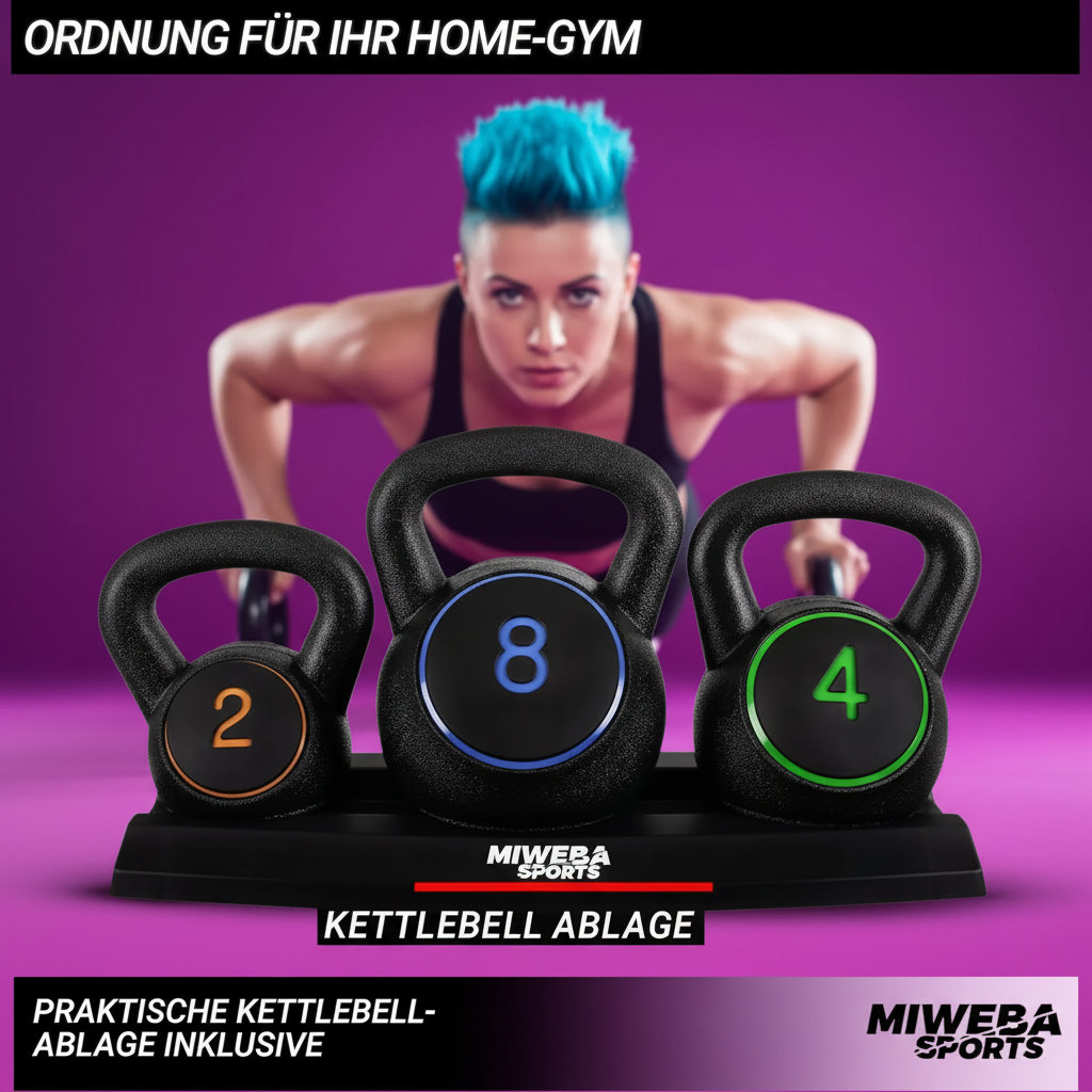 Kettlebell Komplett-Set – 2/4/8 kg mit Aufbewahrungsständer