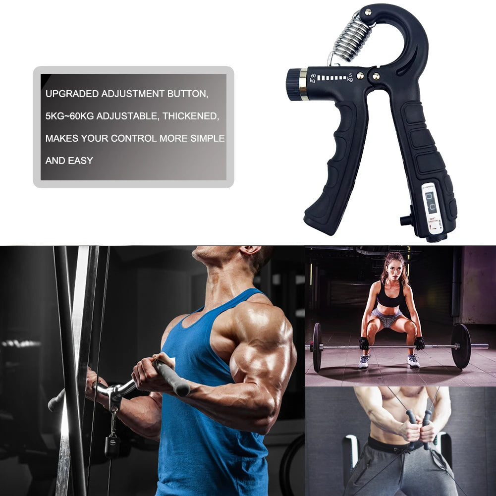 Handtrainer verstellbar 5–60 kg mit Zählfunktion – Grip Strength Trainer für Unterarm & Fingertraining