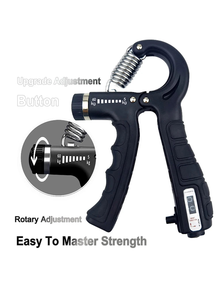 Handtrainer verstellbar 5–60 kg mit Zählfunktion – Grip Strength Trainer für Unterarm & Fingertraining