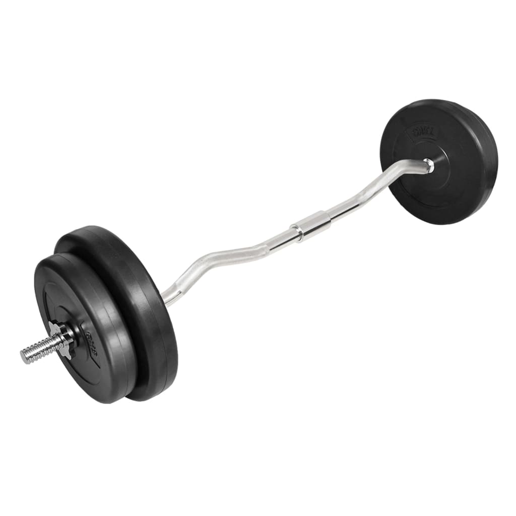 Kurzhantelset mit Curlstange und Gewichtsscheiben
